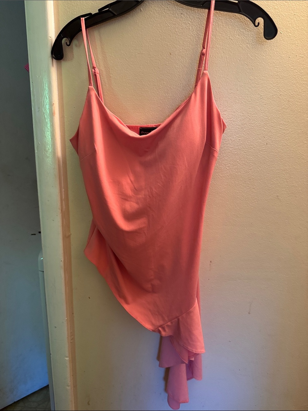 Shape FX Coral Pink Asymmetric Ruffle Cami